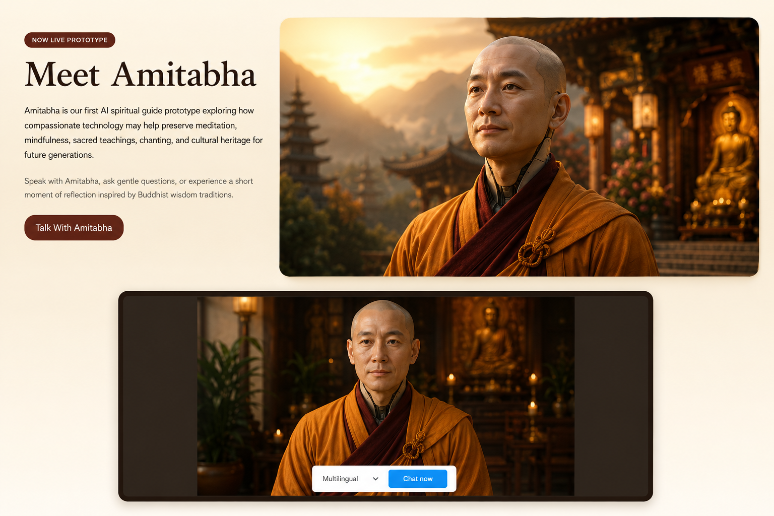 Amitabha Robot Monk temple vision